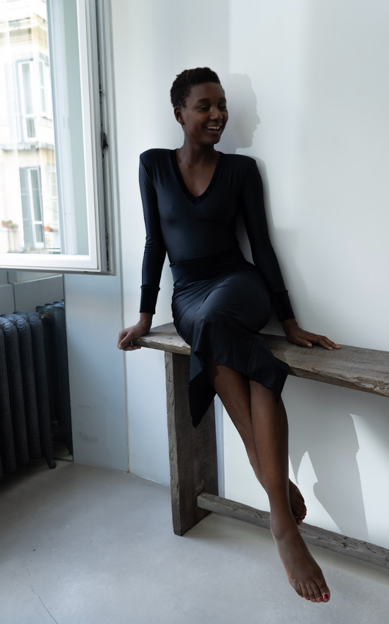 Body a V maniche lunghe